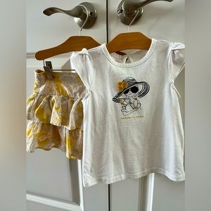 Janie and Jack 2pc Top & Skirt yellow floral set size 4 Toddler